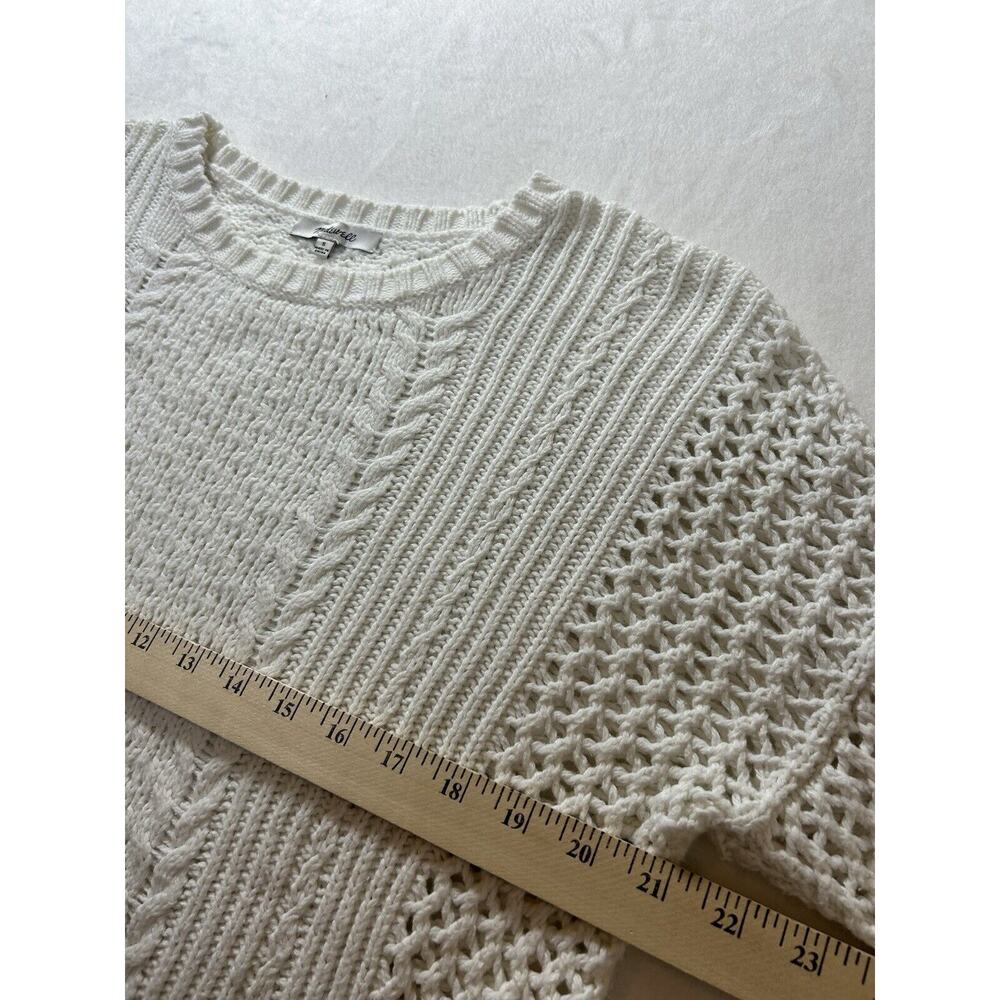 Madewell Cable-Knit Sweater in Antique Cream Women's Size Small Long Sleeve - Picture 3 of 7
